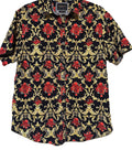 Denim & Flower Ricky Singh Large Black Red Floral Baroque Button Shirt Men’s