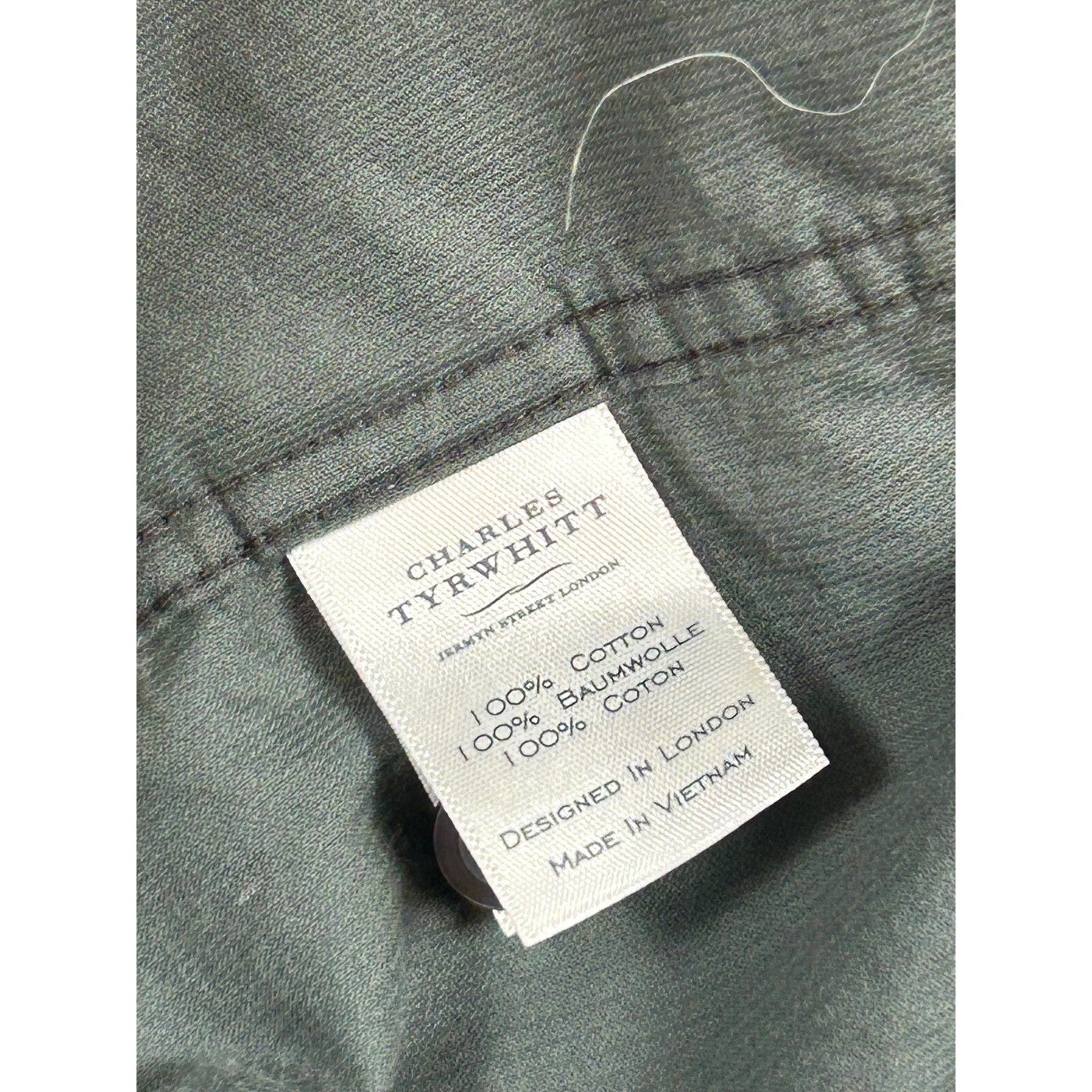 Charles Tyrwhitt Mens XXXL Corduroy Shirt Dark Green Classic Fit Button Down