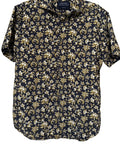 Denim & Flower Ricky Singh Mens Large Short Sleeve Button Front Shirt Blue Gold