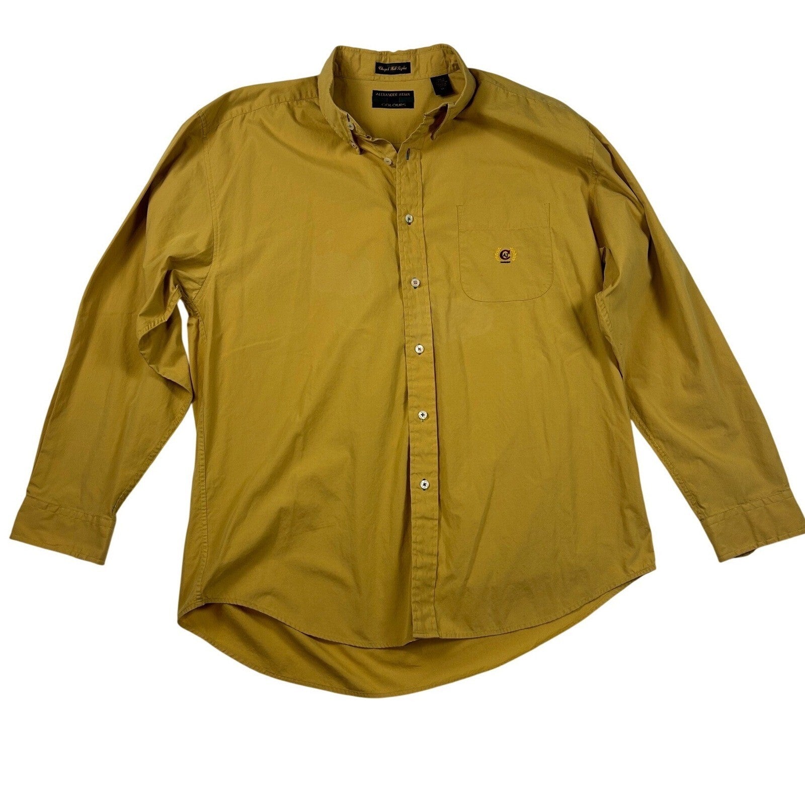 Alexander Julian Colours Mens XL Mustard Yellow Chapel Hill Poplin Button Down