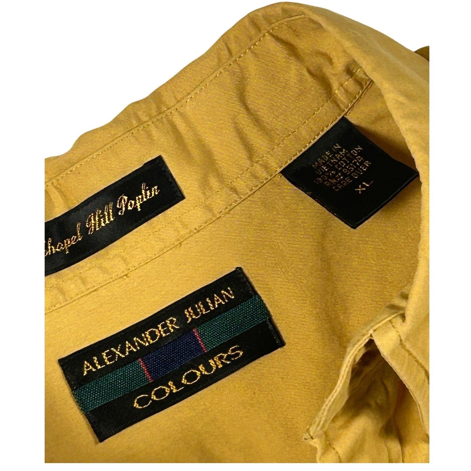 Alexander Julian Colours Mens XL Mustard Yellow Chapel Hill Poplin Button Down