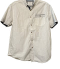 Denim & Flower Ricky Singh Mens Large White Navy Polka Dot Button Up