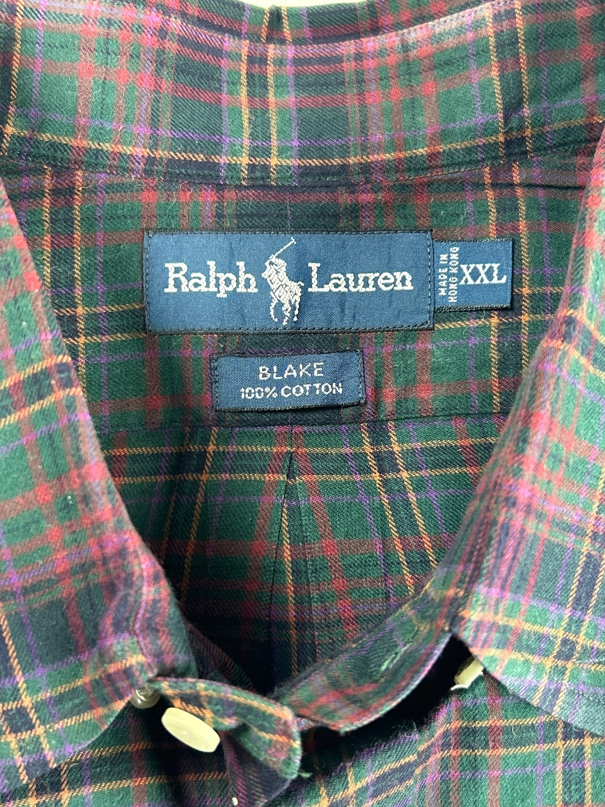 Ralph Lauren Blake XXL 100% Cotton Plaid Button-Up Shirt