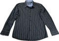 Zagiri Men's Long Sleeve Button-Up Shirt Large Black and Blue Striped