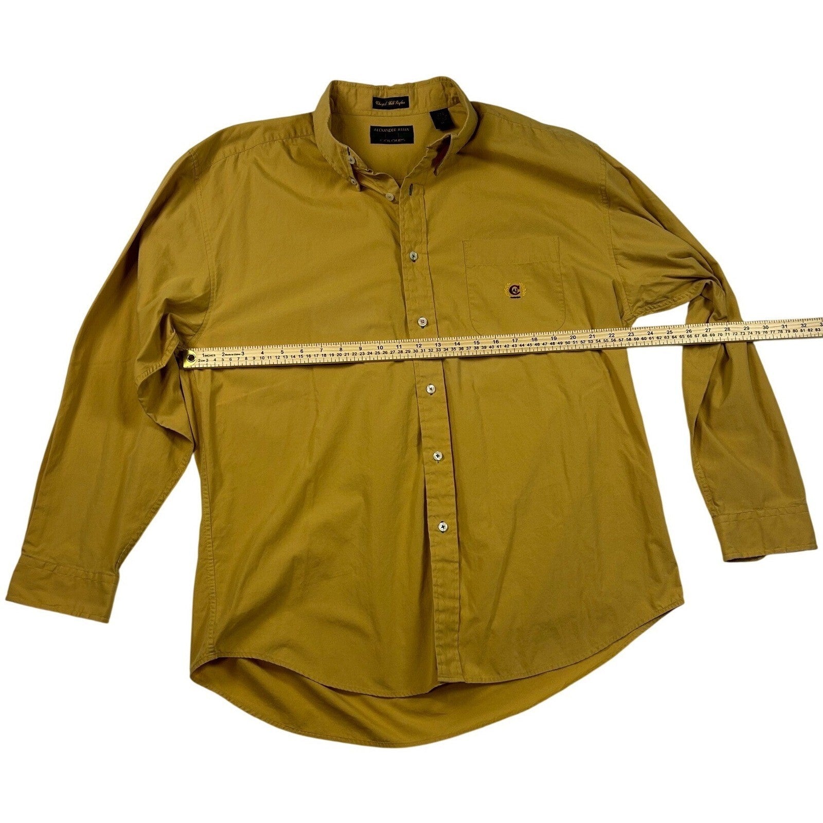 Alexander Julian Colours Mens XL Mustard Yellow Chapel Hill Poplin Button Down